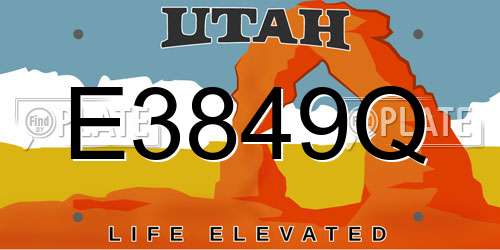 E3849Q Utah License Plate