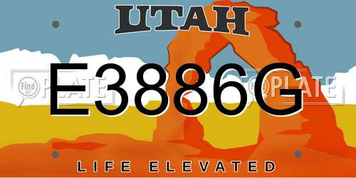 E3886G Utah License Plate