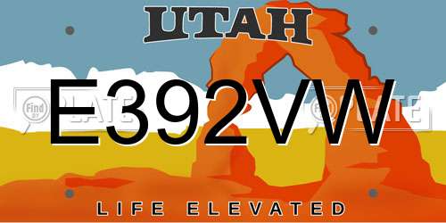E392VW Utah License Plate