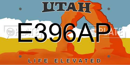 E396AP Utah License Plate