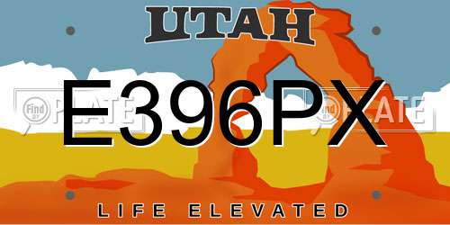 E396PX Utah License Plate