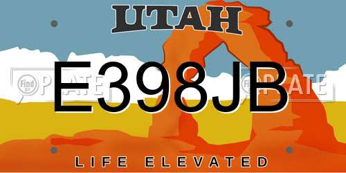 E398JB Utah License Plate