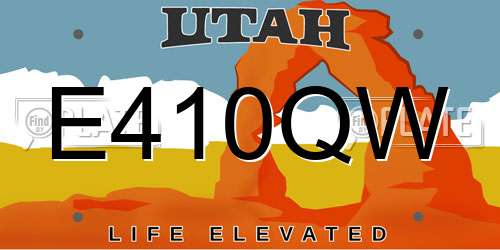 E410QW Utah License Plate