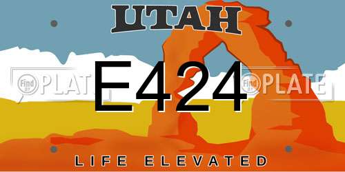 E424 Utah License Plate