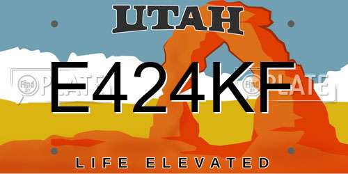 E424KF Utah License Plate