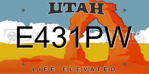 E431PW Utah License Plate