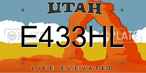 E433HL Utah License Plate