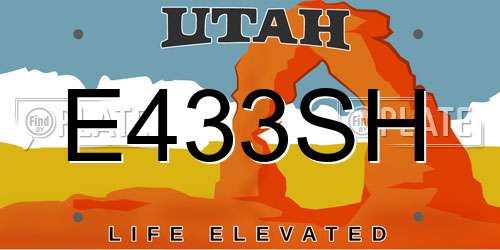 E433SH Utah License Plate