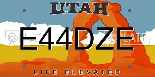 E44DZE Utah License Plate