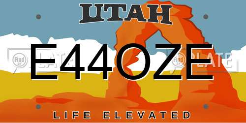 E44OZE Utah License Plate