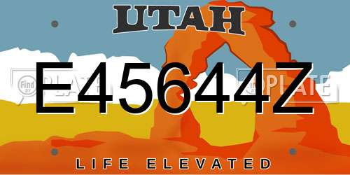 E45644Z Utah License Plate