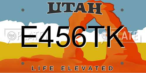 E456TK Utah License Plate