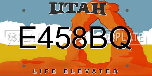 E458BQ Utah License Plate