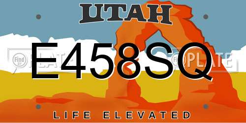 E458SQ Utah License Plate