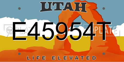 E45954T Utah License Plate