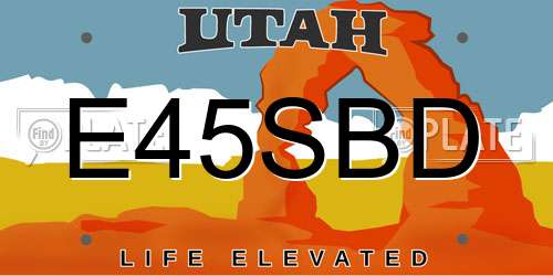E45SBD Utah License Plate