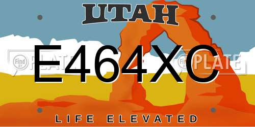 E464XC Utah License Plate