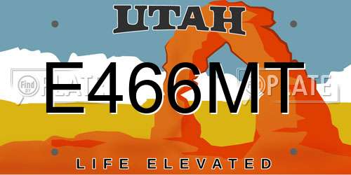 E466MT Utah License Plate