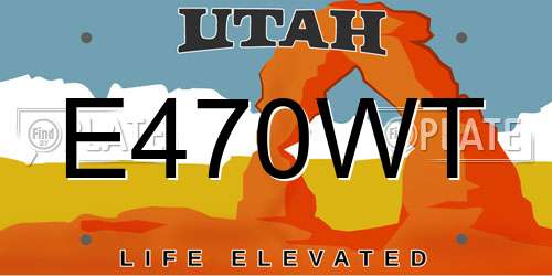 E470WT Utah License Plate