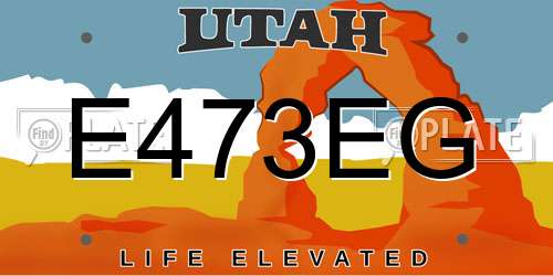 E473EG Utah License Plate
