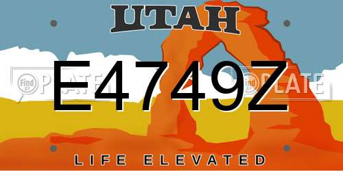 E4749Z Utah License Plate