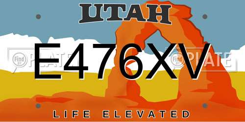 E476XV Utah License Plate