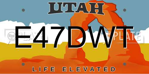 E47DWT Utah License Plate