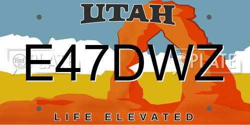 E47DWZ Utah License Plate