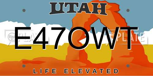 E47OWT Utah License Plate