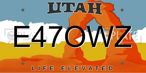 E47OWZ Utah License Plate