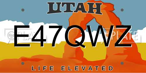 E47QWZ Utah License Plate