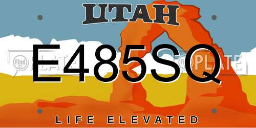 E485SQ Utah License Plate