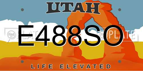E488SO Utah License Plate
