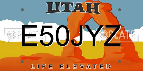 E50JYZ Utah License Plate