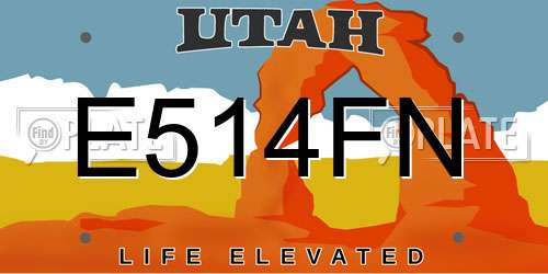 E514FN Utah License Plate