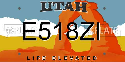 E518ZI Utah License Plate