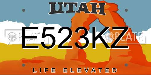 E523KZ Utah License Plate