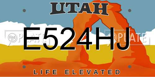 E524HJ Utah License Plate
