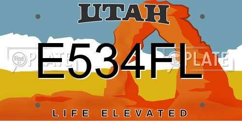E534FL Utah License Plate