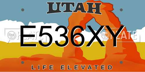 E536XY Utah License Plate
