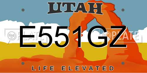 E551GZ Utah License Plate