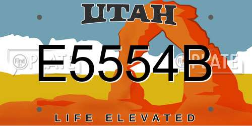E5554B Utah License Plate