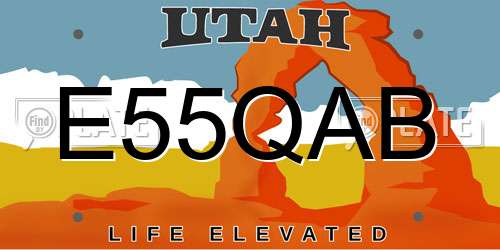 E55QAB Utah License Plate