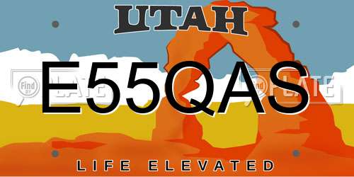E55QAS Utah License Plate