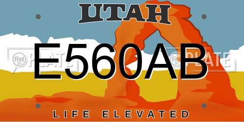 E560AB Utah License Plate