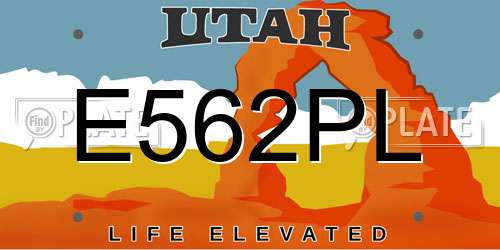 E562PL Utah License Plate