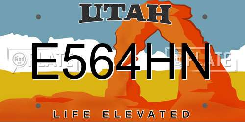 E564HN Utah License Plate