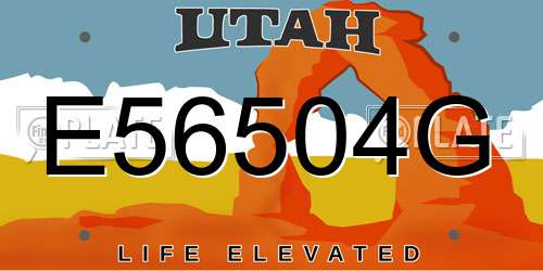 E56504G Utah License Plate