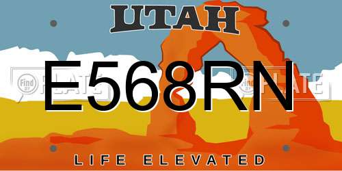 E568RN Utah License Plate