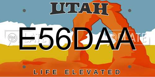 E56DAA Utah License Plate